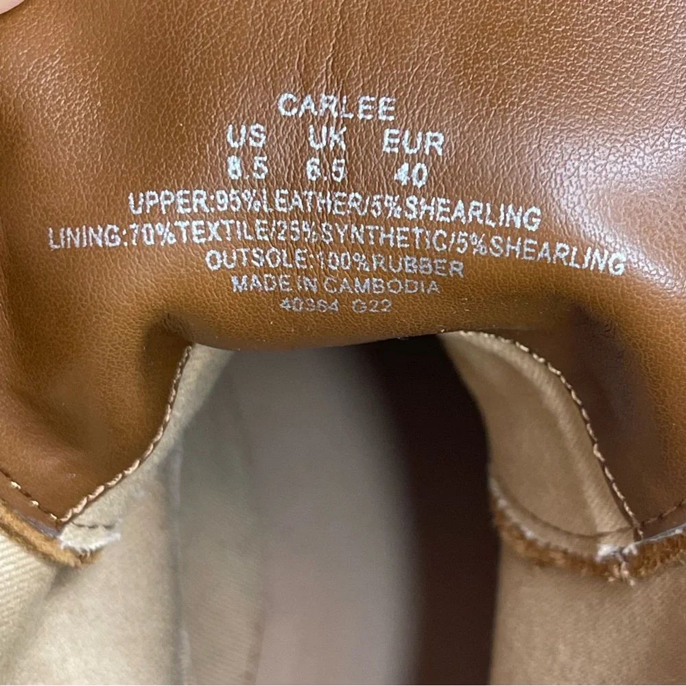 Lauren Ralph Lauren Carlee suede tan combat lace-up 
boots fauxshearling 8.5 New - Picture 8 of 12